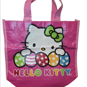 Sanrio Hello Kitty Pink Multicolored Vinyl Small Tote Bag Purse Carrier